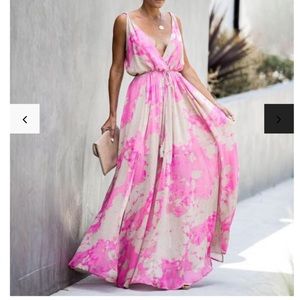 SHOWCASE TIE DYE SLIT MAXI DRESS
